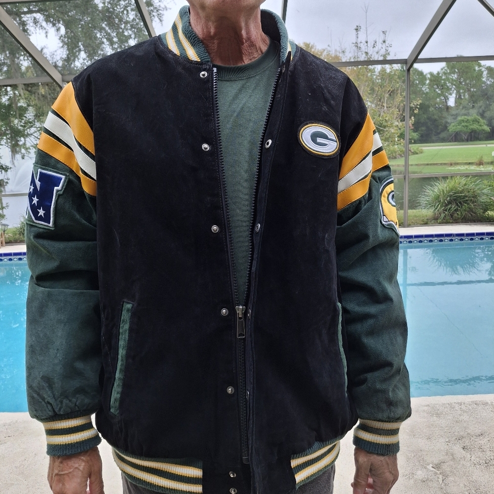 Men's Green Bay Packers Black/Green/Gold Varsity Jacket XL